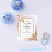 予算バラ葉金ゴールド結婚式の招待QRコード チラシ (シングル)