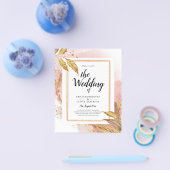 予算バラ葉金ゴールド結婚式の招待QRコード チラシ (シングル)