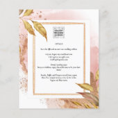 予算バラ葉金ゴールド結婚式の招待QRコード チラシ (裏面)