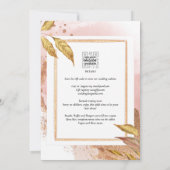 予算バラ葉金ゴールド結婚式の招待QRコード 招待状 (裏面)