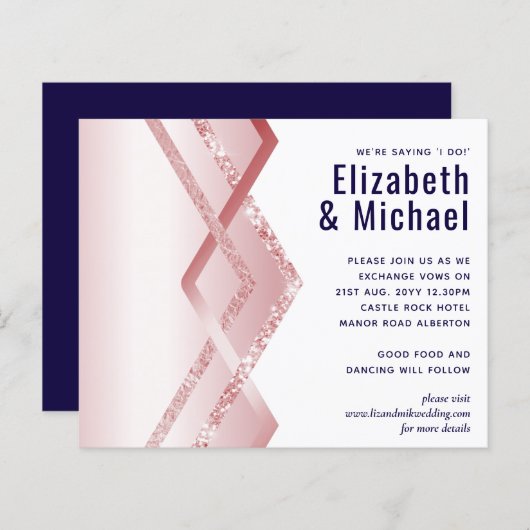 予算バラ金ゴールドアールデコフォイルルルック結婚ネイビー (正面/裏面)