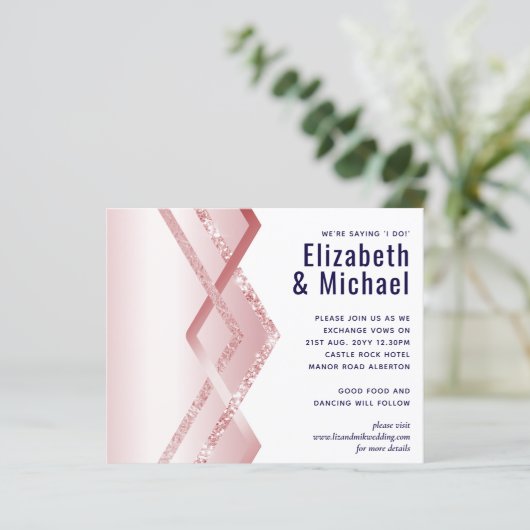 予算バラ金ゴールドアールデコフォイルルルック結婚ネイビー (スタンド正面)