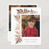 予算バラ金ゴールドガーランドフォトホリデーカード (正面/裏面)