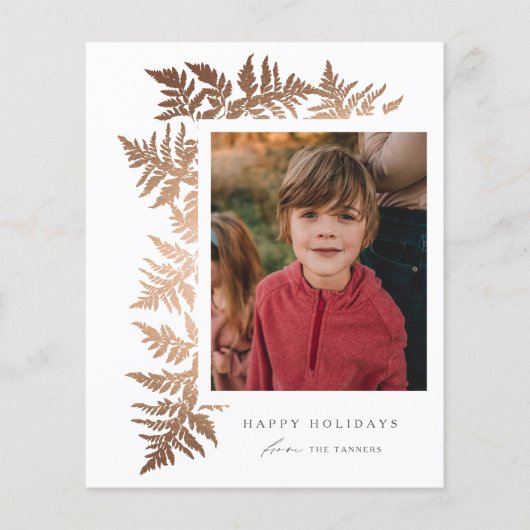 予算バラ金ゴールドガーランドフォトホリデーカード (正面)