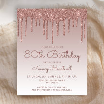 予算バラ金ゴールドグラム80thバースデーパーティー招待状