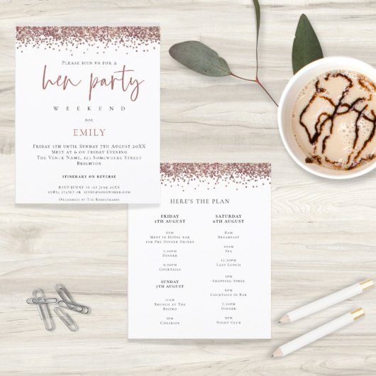 予算バラ金ゴールドグリッターウィークエンドヘンパーティー招待状