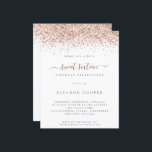 予算バラ金ゴールドグリッタースウィート16グラム招待状<br><div class="desc">より小さいサイズ4.5 x 5.6インチ半光沢110ポンドの重量に代わるコストのBUDGETの値は、ポストカードと同様の厚さ（ただし、ポストカードとして使用するには適さない）。1枚につき1枚の招待状がある。バラ金ゴールドグリッター甘い16グラム招待状。バラフェイク金ゴールドグリッター縁どは両側の上部に表示され、sweet sixteenは手書きスタイルスクリプトに含まれる。自分の詳細に文字を簡単にパーソナライズ。また、文字と背景色を希望のオプションカスタマイズで変更するもしこともできます。</div>