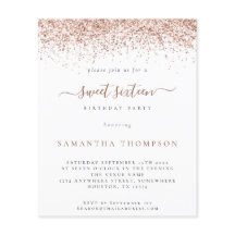 予算バラ金ゴールドグリッタースウィート16招待状