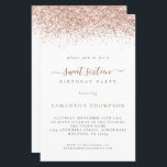 予算バラ金ゴールドグリッタースウィート16誕生日招待状<br><div class="desc">予算バラ金ゴールドグリッター甘い16誕生日招待状。5.5インチx 8.5インチの大きいサイズのSEMI GLOSS 110 lb CARD STOCKの招待状用はがきと同じ厚さ素晴らしか、またはLINENの110lbストックで感じエレガントす。値が僅かに薄くなりま素晴らしす。オプションの封筒のサイズは、6.75インチx 9インチの約6.75インチで少し大きいことに注意してください。この予算サイズの代替品は、他の紙の選択肢でも利用可能である。100ポ感じンドの紙はバフ色で、白ではなく、素朴なtouchを追加。MATTE 80lbsの紙素材は白くて鮮明な印刷が可能素晴らしで、メニューやプログラムに最適。SATIN 80lbsの紙は薄くて軽く、エンクロージャに最適。両側縁どのバラ金ゴールドグリッターのAとsweet sixteenは手書きスタイルスクリプト内にある。自分の詳細に文字を簡単にパーソナライズ。また、文字と背景色を希望のオプションカスタマイズで変更するもしこともできます。</div>