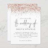 予算バラ金ゴールドグリッタースクリプトウェディング招待 (正面/裏面)