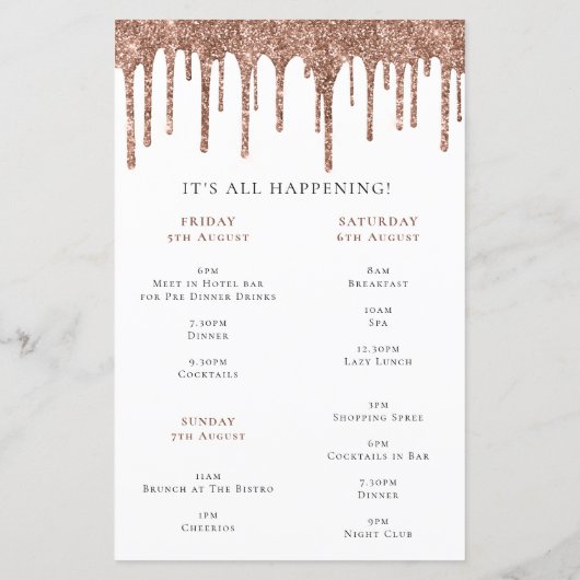 予算バラ金ゴールドグリッタードリップヘンウィークエンド招待状 (裏面)