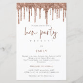 予算バラ金ゴールドグリッタードリップヘンウィークエンド招待状 (正面)