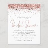 予算バラ金ゴールドグリッターブライダルシャワー招待状 (正面)