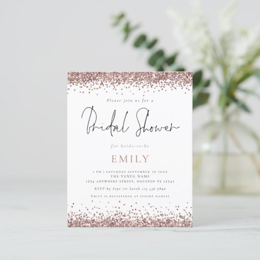 予算バラ金ゴールドグリッターブライダルシャワー招待 (スタンド正面)