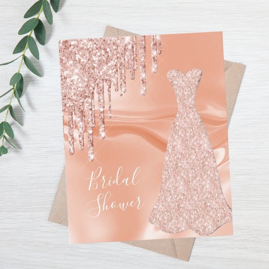 予算バラ金ゴールドグリッターブライダルシャワー招待