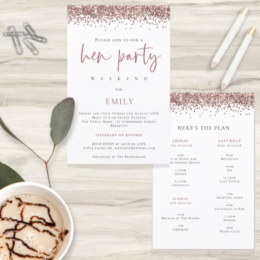 予算バラ金ゴールドグリッターヘンパーティーウィークエンド招待状