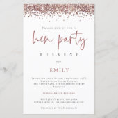 予算バラ金ゴールドグリッターヘンパーティーウィークエンド招待状 (正面)