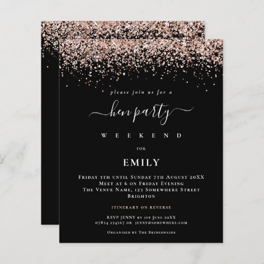 予算バラ金ゴールドグリッターヘンパーティー旅程 (正面/裏面)