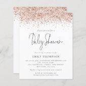 予算バラ金ゴールドグリッターベビーシャワー招待状 (正面/裏面)