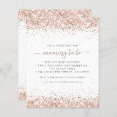 予算バラ金ゴールドグリッターベビーシャワー招待状 (正面/裏面)