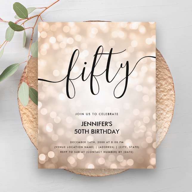 予算バラ金ゴールドグリッターライト50誕生日 (BUDGET Rose Gold Glitter Lights 50th Birthday )