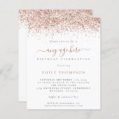 予算バラ金ゴールドグリッター任意の年齢誕生日招待状 (正面/裏面)