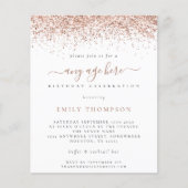 予算バラ金ゴールドグリッター任意の年齢誕生日招待状 (正面)