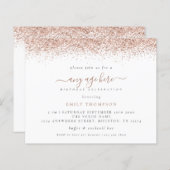 予算バラ金ゴールドグリッター任意の年齢誕生日招待状 (正面/裏面)