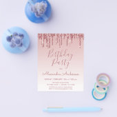 予算バラ金ゴールドグリッター任意の年齢誕生日 チラシ (シングル)