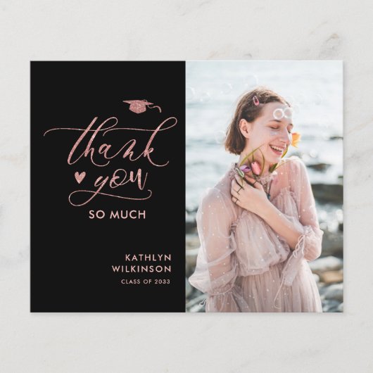 予算バラ金ゴールドグリッター卒業サンキューカード (正面)