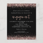 予算バラ金ゴールドグリッター婚約ブラック招待状 (正面)