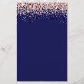 予算バラ金ゴールドグリッター結婚ズネイビー赤面招待状 (裏面)