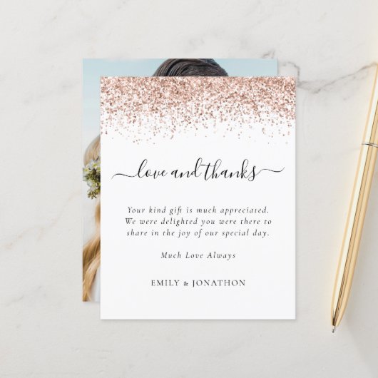 予算バラ金ゴールドグリッター結婚写真感謝してい (正面/裏面インサイチュ)