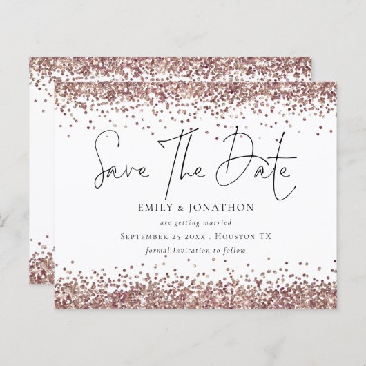 予算バラ金ゴールドグリッター結婚QRコー救ドの日付 (正面/裏面)