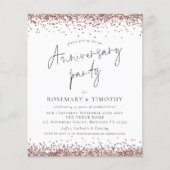 予算バラ金ゴールドグリッター記念日パーティー招待状 (正面)