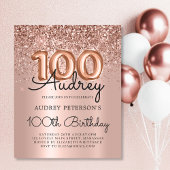 予算バラ金ゴールドグリッター100番目の誕生日招待状