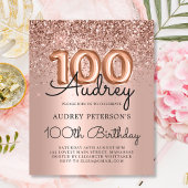 予算バラ金ゴールドグリッター100番目の誕生日招待状