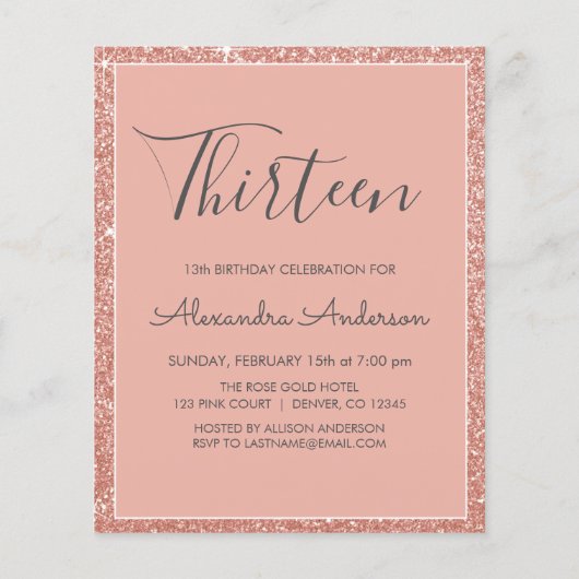 予算バラ金ゴールドグリッター13th13誕生日 (裏面)