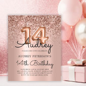 予算バラ金ゴールドグリッター14番目の誕生日招待状