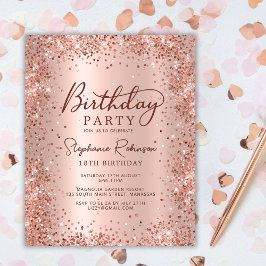 予算バラ金ゴールドグリッター18番目の誕生日招待状