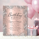 予算バラ金ゴールドグリッター21st誕生日招待状<br><div class="desc">このシックなシルバー祝グリッターとバラ金ゴールド21歳の誕生日招待状では、あなたのマイルストーン。灰色の銀きらめくグリッター枠と赤面バラの金ゴールド金属箔の背景を備えフェイク、touchの手書き書きによエレガントりデザインを高めフェミニンる。あらゆる年齢に対応した完全なカスタマイズが可能で、お客様のお祝いをユニークに作るのに最適。私連絡はアイテムのマッチングやサポートを受ける！</div>