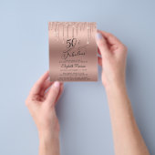 予算バラ金ゴールドグリッター50番目の誕生日招待状 チラシ (手)