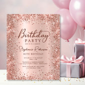 予算バラ金ゴールドグリッター80番目の誕生日招待状