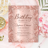 予算バラ金ゴールドグリッター80番目の誕生日招待状