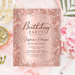 予算バラ金ゴールドグリッター80番目の誕生日招待状