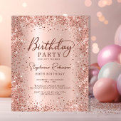 予算バラ金ゴールドグリッター80番目の誕生日招待状