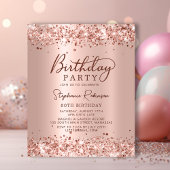 予算バラ金ゴールドグリッター80番目の誕生日招待状