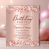 予算バラ金ゴールドグリッター80番目の誕生日招待状