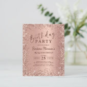 予算バラ金ゴールドグリッター80番目の誕生日招待状