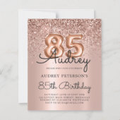 予算バラ金ゴールドグリッター85th誕生日招待状 (正面)